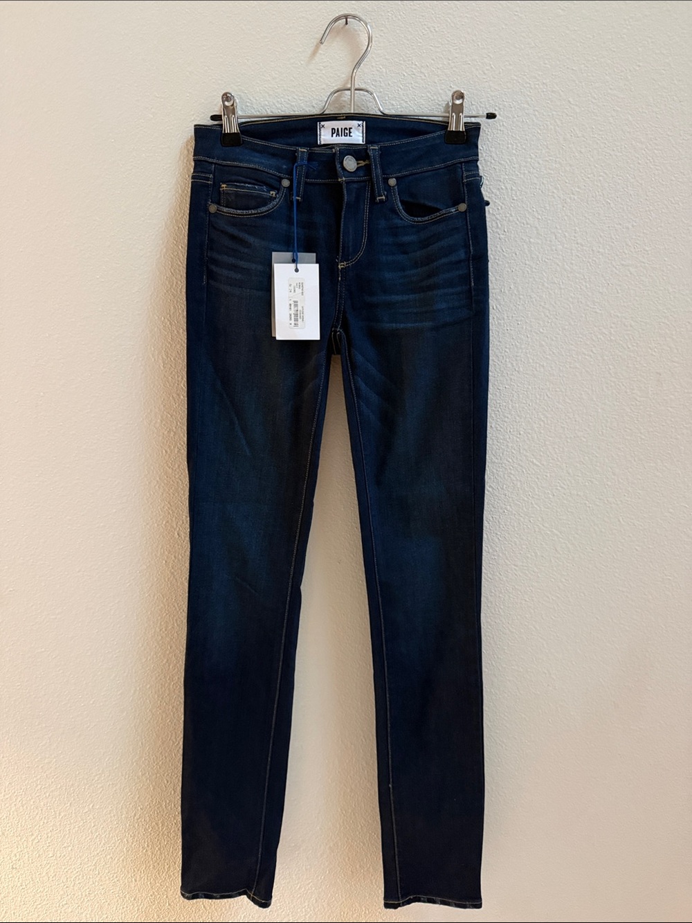 PAIGE Skyline Skinny Jeans Dark Wash Mid Rise Stretch Denim Women’s 24